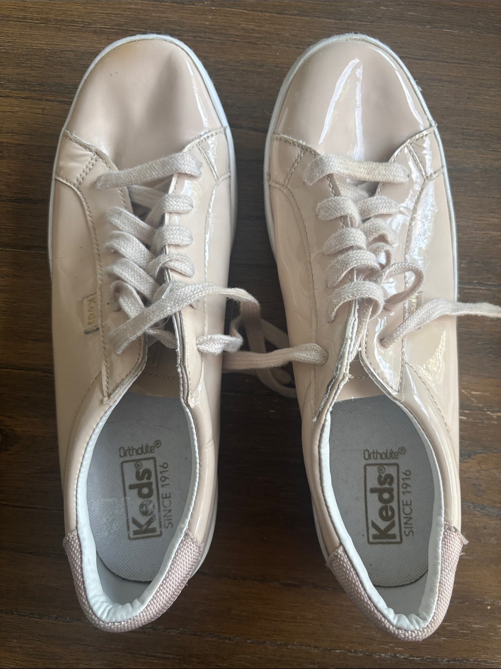 Keds Women’s Patent Lace-Up Sneakers in Blush Pink